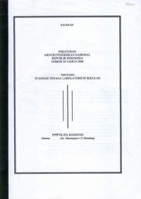 Image of SALINAN PERATURAN MENTERI PENDIDIKAN NASIONAL REPUBLIK INDONESIA NOMOR 26 TAHUN 2008 TENTANG STANDAR TENAGA LABORATORIUM SEKOLAH